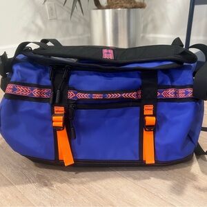 The North Face Blue and Orange Duffel Bag